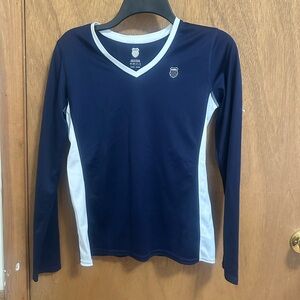 K-Swiss Long Sleeve Shirt in Navy and White